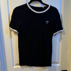 GUESS unisex Black Tee with White Trim